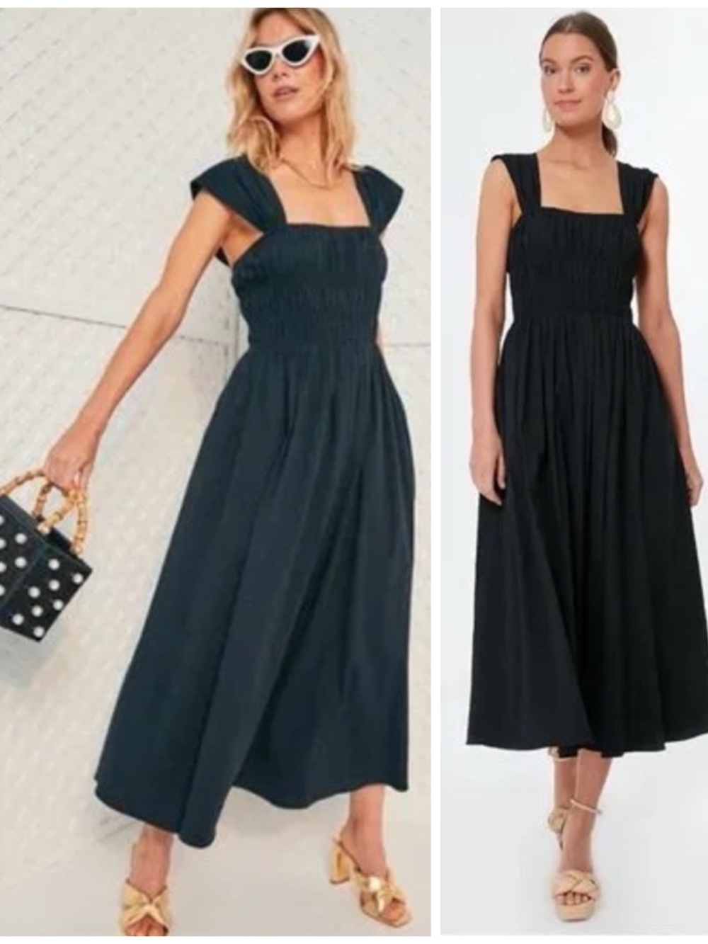 Pomander Place Tuckernuck Noah Smocked Midi Long Dress in Black Size Small